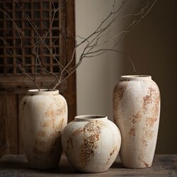 Jingdezhen Ceramic Vase in Wabi-Sabi Style, Modern Design with a Wide Mouth, Made of White Jade, Featuring Peonies