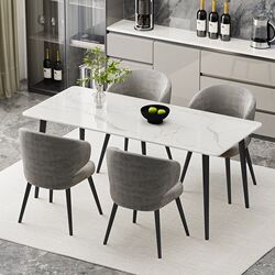 Cream style slate dining table and chair combination modern simple small apartment home rectangular dining table internet celebrity restaurant table