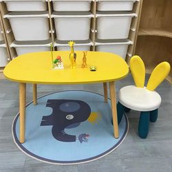 Children's table and chair set kindergarten round table rectangular baby toy game table home eating and writing table