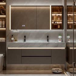 Imperial Sanitary Ware High-Gloss Slate Hot-Bent Integrated Basin Bathroom Cabinet Washbasin Washbasin Cabinet Combination Double Basin Optional