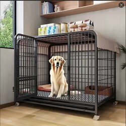 Dog Cage for Small, Medium, and Large Dogs, Suitable for Home Use, Indoor and Outdoor, Rust-Proof, with Separate Toilet and Automatic Waste Cleaning, Pet Cat Cage, Dog House