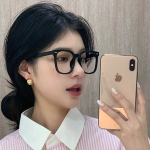 
Ultra-light black frame glasses without makeup artifact p myopia can be matched with prescription women's glasses frame class sense large frame shows small face