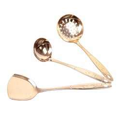 Pure copper kitchenware spatula cooking spatula spoon large colander household thickened brass cookware hot pot soup spoon colander
