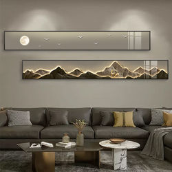 Yinghao Modern Light Luxury Living Room Led Lighting Decorative Painting with a Mountain Scene, Bedroom Headboard Sofa Background Wall Hanging Painting