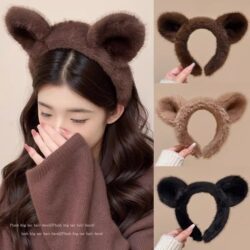 Thick Plush Cute Hairband for Women 2026 New Style Home Face Washing Hairband Fluffy Cat Ear Headband Hairpin Hair Accessory
