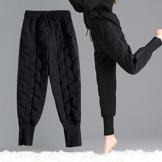 
Down pants for women's outerwear fashion 2021 new Internet celebrity style high-waisted warm cotton pants for women winter thickened and downed pants