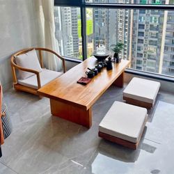 Solid wood tatami tea table balcony living room tea table bay window kang table antique bed and breakfast Japanese Zen small tea table table