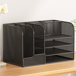 Desk Storage Rack, File Organizer, Office Desktop File Rack, Vertical Storage Box, Countertop Book Stand, Bookshelf, Desk File Holder, Metal Desktop Workstation, Student Book Holder