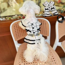 Pet Clothing Spring and Summer New Style Chanel-Style Dress for Cats and Dogs, Teddy Bichon Summer Harness Set