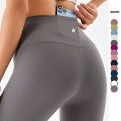 Lulelemon Yoga Pants Align Nine-Point Length Pants No Awkward Lines Women's High-Waisted Butt-Lifting Sports Fitness Pants for Autumn