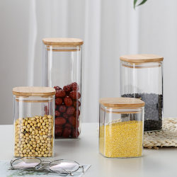 Square glass sealed jar, candy and miscellaneous grains sample display bottle, storage bottle, spice sealed moisture-proof glass jar