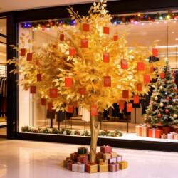 Artificial Golden Banyan Tree New Year's Wish Tree Fortune Tree Decorative Tree Money Tree Fake Tree Artificial Golden Tree Gratitude Wish Tree