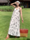 French style lazy style floral suspender dress for women, loose, slim and high-end holiday style sleeveless long dress for summer