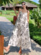 French style lazy style floral suspender dress for women, loose, slim and high-end holiday style sleeveless long dress for summer