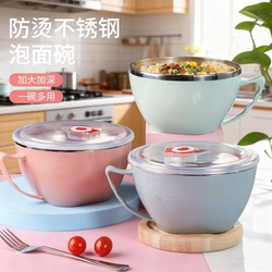 Stainless Steel Instant Noodle Bowl with Cartoon Rabbit Design, Korean-Style Bowl and Chopsticks Set, Suitable for Dormitory, Home Use, Student Lunch Box, Large Soup Bowl