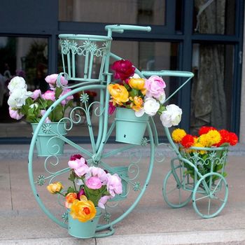 Creative European bicycle iron art n flower stand balcony flower stand pothos flower pot stand home gardening climbing pergola white