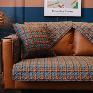 
Retro light luxury plaid sofa cover cover home fabric sofa cushion cotton non-slip sofa handheld backrest cover cover