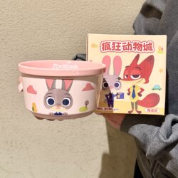 Zootopia Ceramic Rice Bowl, Cute Dormitory Home Use, High-Value Eating Utensils, Personal Tableware, Birthday Gift Set