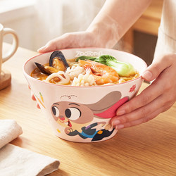 Zootopia Ceramic Rice Bowl, Cute Dormitory Home Use, High-Value Eating Utensils, Personal Tableware, Birthday Gift Set