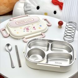 ins Feng Cartoon Lunch Box 316L Steel Insulated Fresh-Keeping Box Portable Lunch Box with Compartments and Lid Bento Box