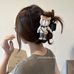 High-End Version~ Cartoon Fabric Doll Bear Hair Clip for Women 2026 New Style, High-End Feel, Back of the Head Hair Clip, Shark Clip