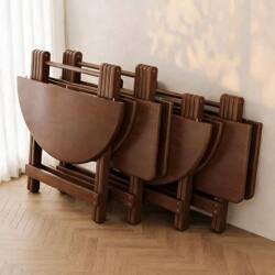 Solid Wood Small Table, Foldable Dining Table, Simple Round Table for Small Apartments, Portable Outdoor Table for Dining, Square Table