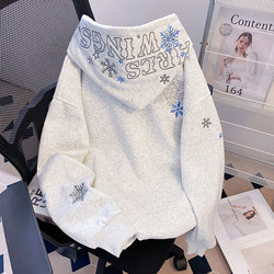 Dkhi2026 Spring New Snowflake Embroidered Sweatshirt Trendy Brand Couple's Outfit Heavyweight Hoodie Casual Loose-Fit Jacket
