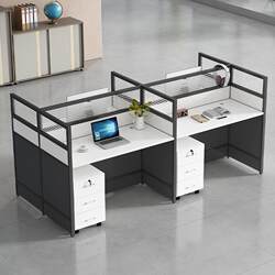 Staff Office Desk and Chair Set for 4, 6, or Six People, Simple Modern Partitioned Workstation, Office Computer Workstation Desk