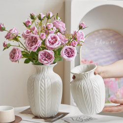 Internet celebrity retro high-end simple ceramic vase living room flower arrangement flowers rose table decoration ornaments cream style