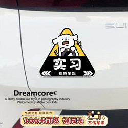 Puppy on the Road Internship Car Sticker Funny Novice Driver Internship Sign Car Rear Decoration Car Sticker Creative and Personalized