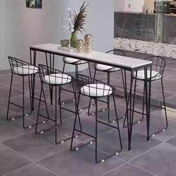 Modern Minimalist Slate Bar Table for Home Use, Partitioned Long High-Legged Table, Trendy Milk Tea Shop Wall-Side Table and Chair Set
