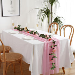 French chiffon table flag simple solid color table flag wedding banquet party home table decoration polyester long table flag