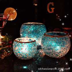 Glass mosaic candlestick European-style Western food romantic candle cup candlelight dinner props wedding table decorations