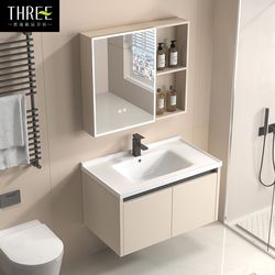 Honeycomb Aluminum Bathroom Cabinet Combination Smart Mirror Ceramic Integrated Wash Basin Washing W Counter Top Apartment Hotel