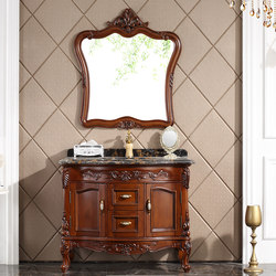 Aoweiguan European oak bathroom cabinet combination floor-standing hand washbasin cabinet mirror cabinet bathroom washbasin