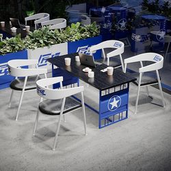 Industrial style table and chair combination milk tea shop cafe bar leisure area barbecue shop dessert shop iron reception chair