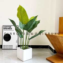 Nordic green plant living room floor Monstera plant potted plant home turtle back leaf decoration simulation tropical plant nest fern