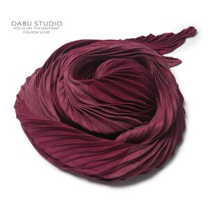 
Sold out of Korea for NT$70,000+, white, Western-style Miyake style pleated burgundy dark pattern oversized square scarf for women in autumn and winter