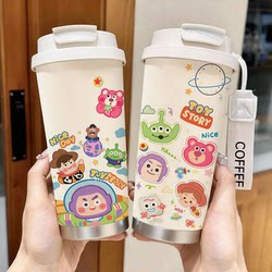 Cute Rabbit Toy Story Ceramic Stainless Steel Inner Liner Three-In-One Large Capacity Straw Insulated Water Bottle for Students