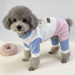 Dog Four-Legged Spring and Autumn Jumpsuit for Small and Medium-Sized Dogs, Color-Blocking Clothing for Teddy, Bichon, Pomeranian, Anti-Shedding Home Wear
