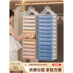 Pants and Clothes Storage Hanging Bag, Wardrobe Layered Hanging Clothing Divider Organizer, Home Fabric Storage Rack