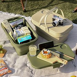 Foldable Storage Box Picnic Basket Outdoor Camping Picnic Spring Outing Portable Large-Capacity Storage Basket