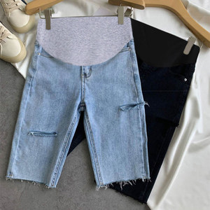 
Maternity shorts summer thin outer wear early pregnancy ripped denim shorts women's summer bottoming pants summer wear
