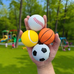 Children's Stress-Relief Elastic Ball Racket Bouncing Ball Mini Basketball Football Toy Mini Kindergarten Hand-Held Ball 6cm