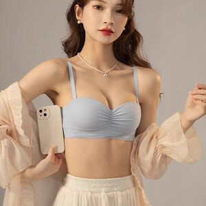 
Half cup girl underwear women's small breasts gathered to show bigger flat chest seamless strapless bra summer summer thin style