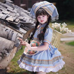Children's and Girls' Ethnic Minority Clothing from Guangxi, Lolita Costumes, Kindergarten Performance Outfits, Zhuang Ethnic Daily Performance Clothing
