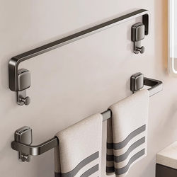 Suction Cup Towel Rack Bathroom Foldable Towel Bar No-Drill Towel Rack Integrated Hanging Rack Toilet Bathroom Storage Rack