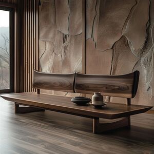 
New Chinese style retro solid wood ash black walnut sofa atmospheric multi-person hotel and homestay office reception furniture