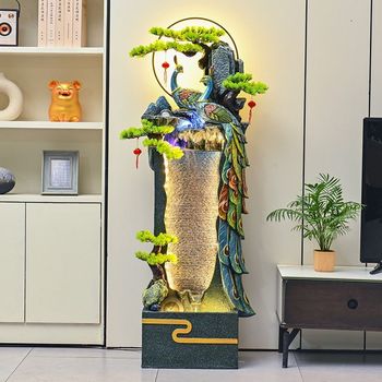 
Lucky peacock flowing water ornaments living room p fountain circulating water floor office club opening housewarming water feature ceremony