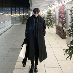 Winter Korean version of the thick hair coat men's median high -level high -level sense of British wind trend loose woolen woolen jacket
